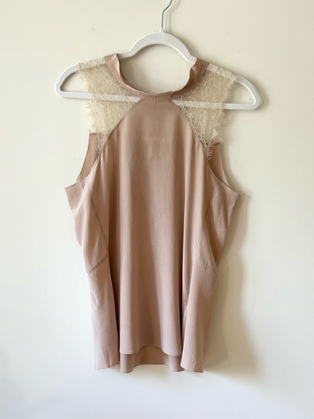 NWOT Dorothee Schumacher 100% Silk Lace Peplum Blouse Blush Pink Size 3